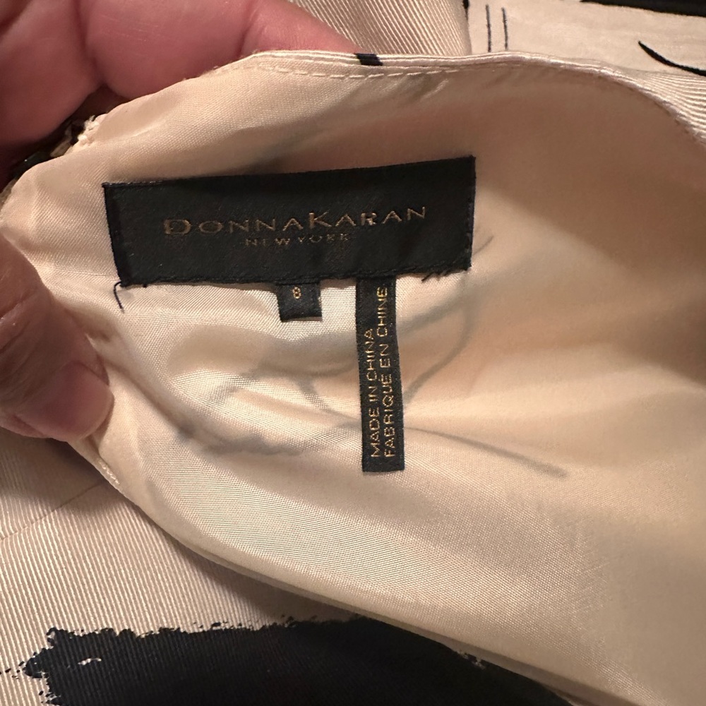 Donna Karan New York Abstract Black and White A-Line Dress Size 8 - Picture 9 of 11